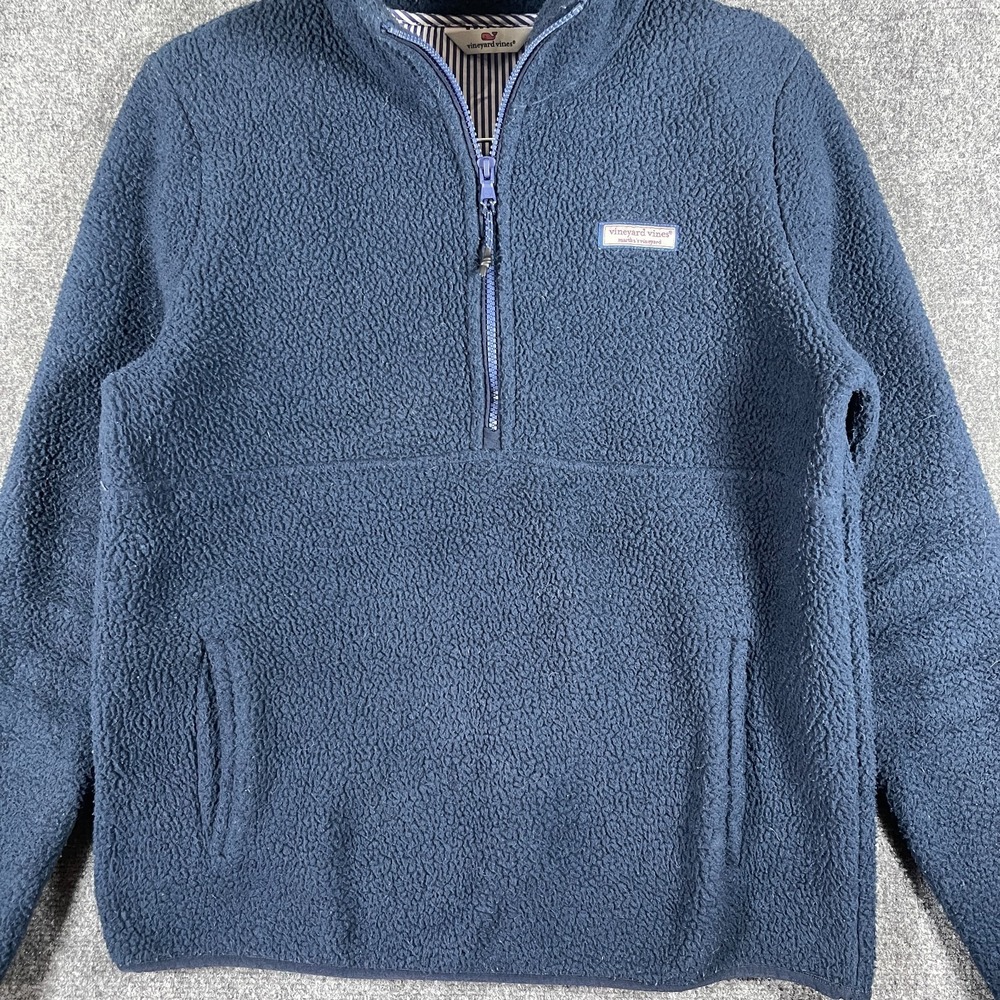 Vineyard Vines Half Zip Deep Pile Fleece Jacket Navy Blue Womens Small #2561 - Picture 3 of 10